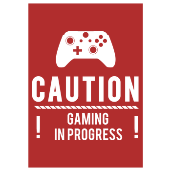 Caution Gaming v2 Art Print red