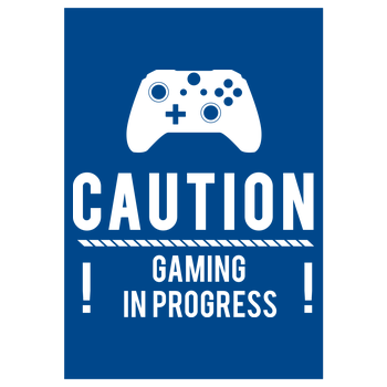 Caution Gaming v2 Art Print blue