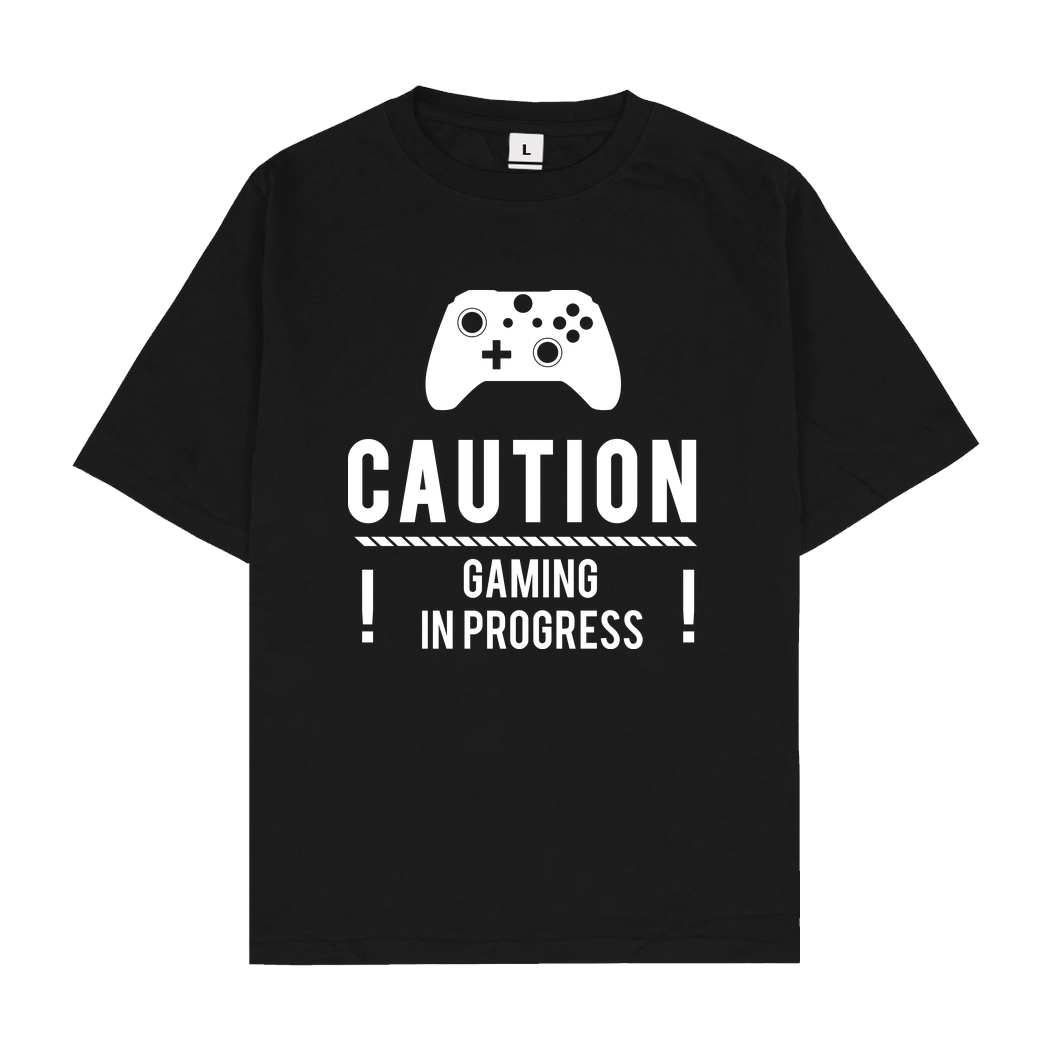 bjin94 Caution Gaming v2 T-Shirt Oversize T-Shirt - Black