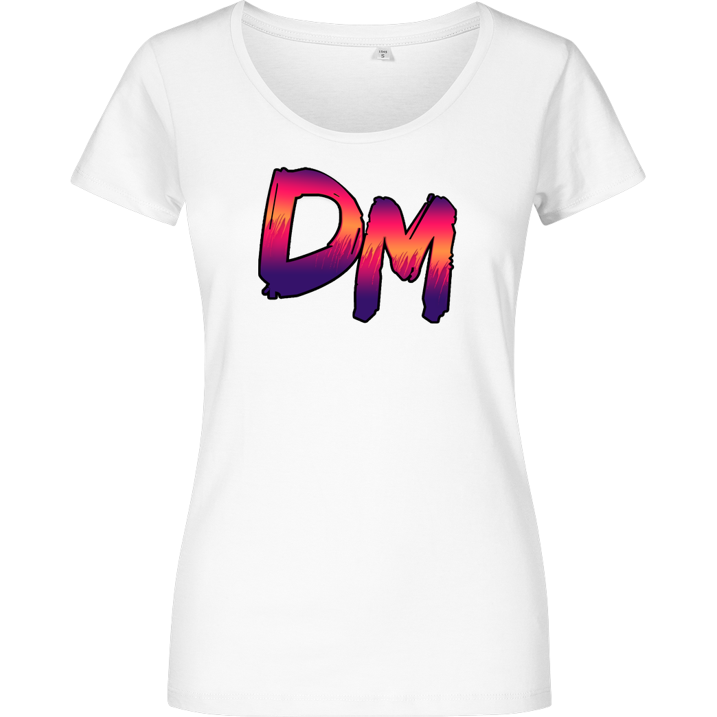 Dennome Dennome Logo DM Rand dunkel T-Shirt Girlshirt weiss