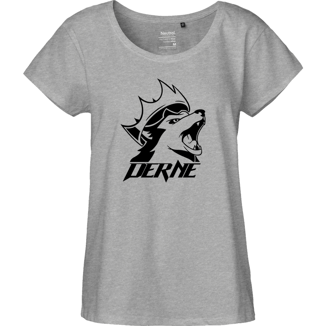 Derne Derne - Howling Wolf T-Shirt Fairtrade Loose Fit Girlie - heather grey