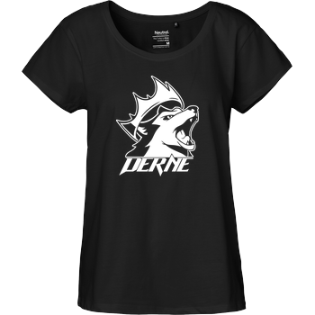 Derne - Howling Wolf Fairtrade Loose Fit Girlie - black