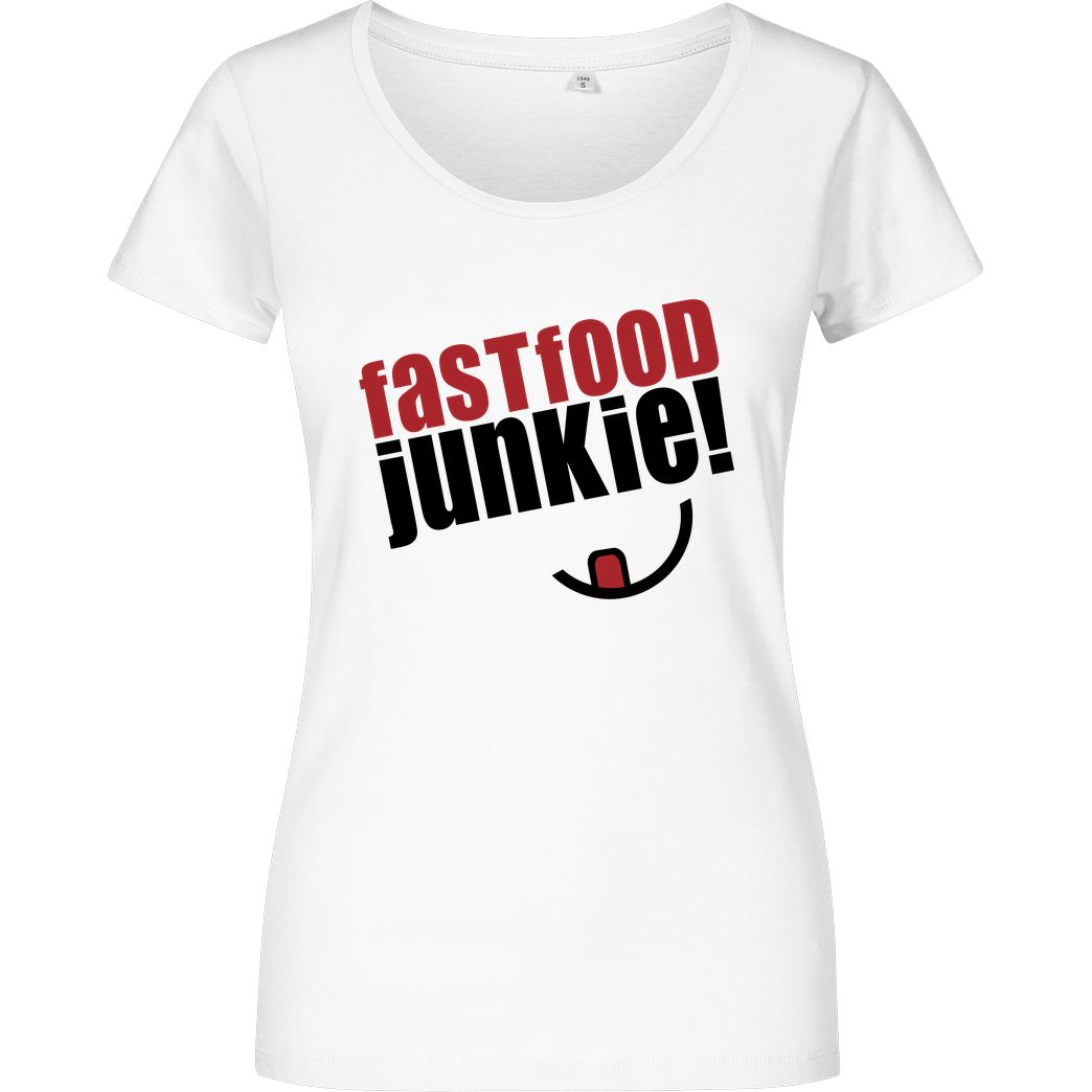 Ehrliches Essen Ehrliches Essen - Fast Food Junkie schwarz T-Shirt Girlshirt weiss