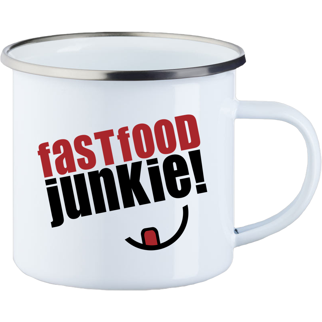 Ehrliches Essen Ehrliches Essen - Fast Food Junkie schwarz Sonstiges Enamel Mug