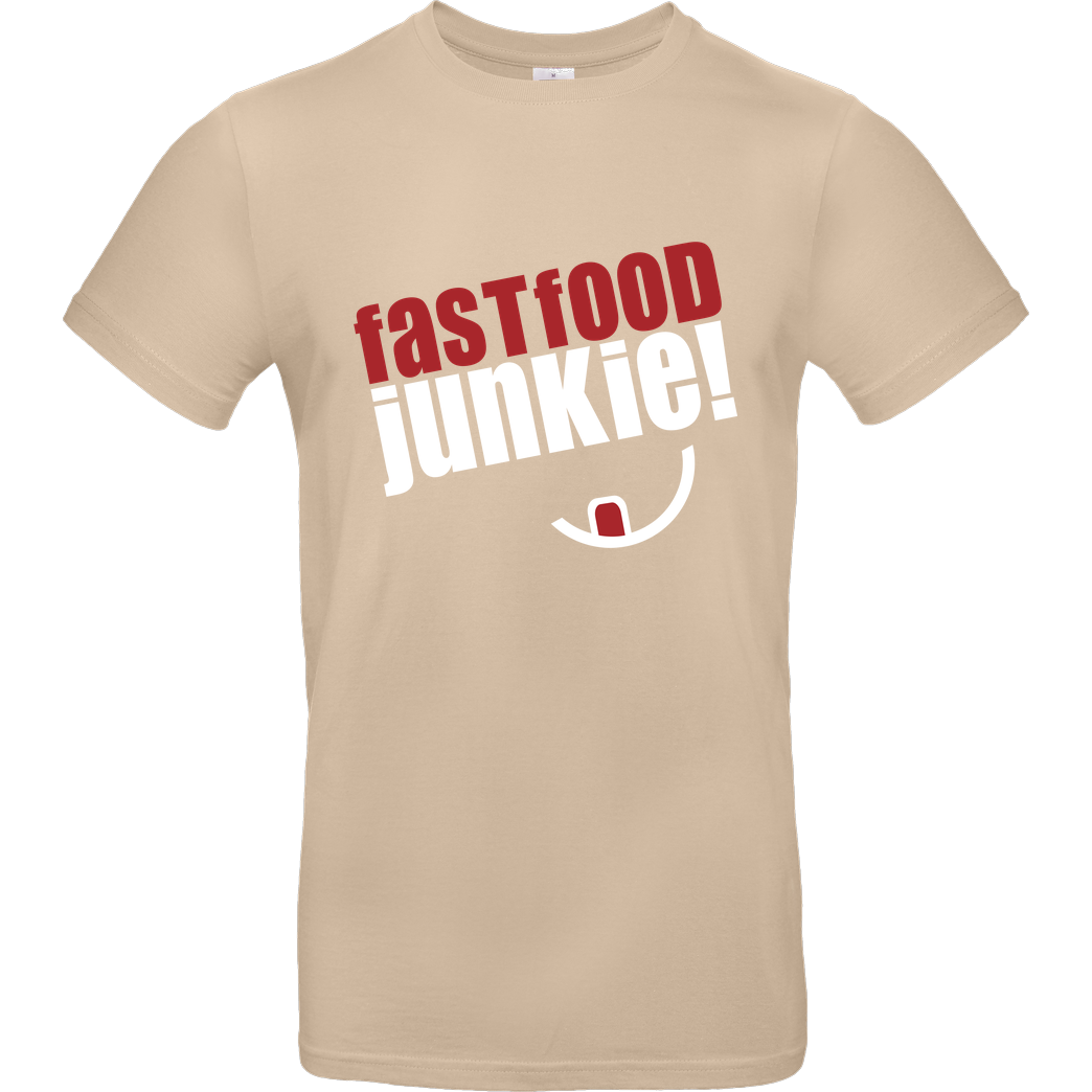 Ehrliches Essen Ehrliches Essen - Fast Food Junkie weiss T-Shirt B&C EXACT 190 - Sand