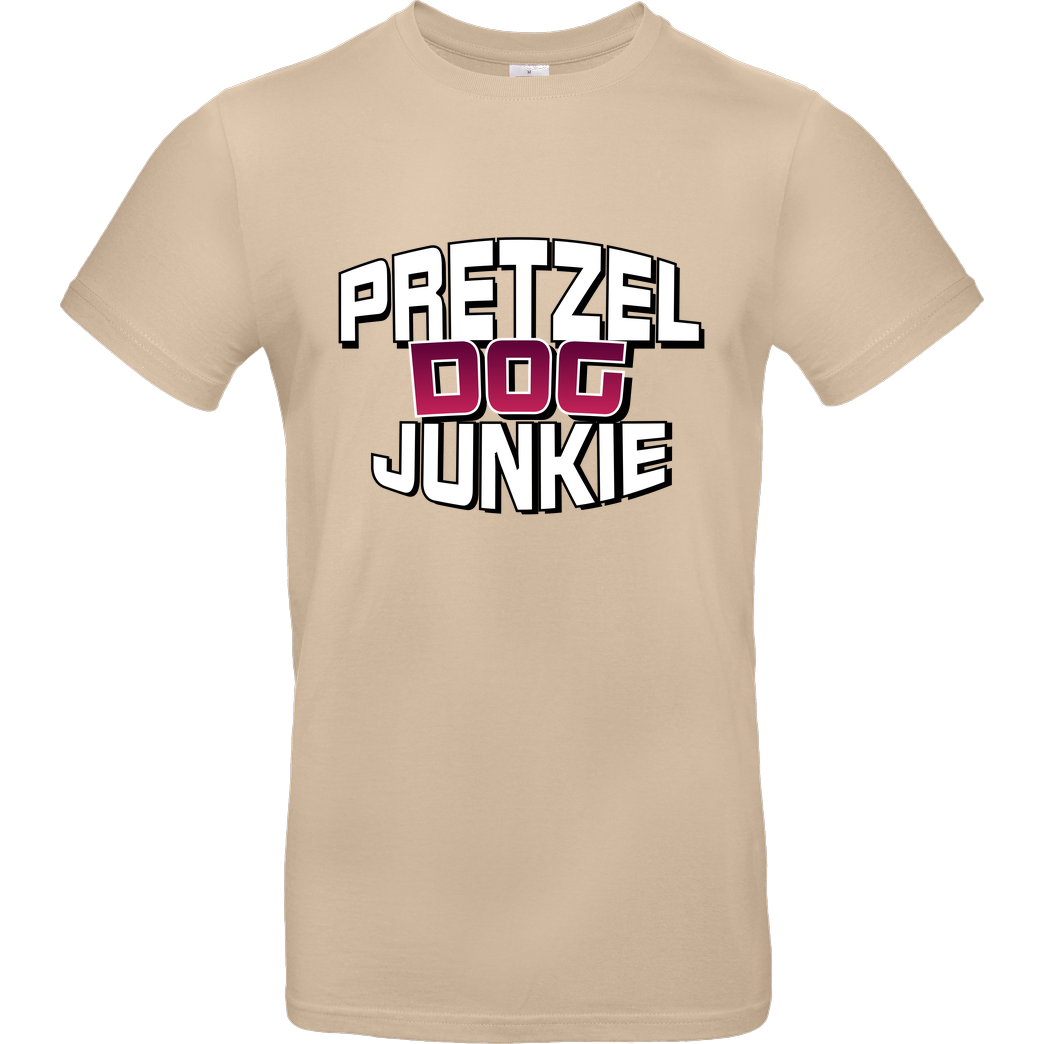 Ehrliches Essen Ehrliches Essen - Pretzel Dog Junkie T-Shirt B&C EXACT 190 - Sand