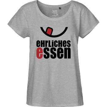 Ehrliches Essen - Logo schwarz Fairtrade Loose Fit Girlie - heather grey