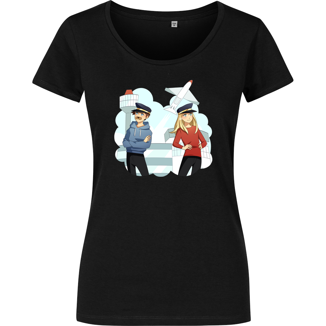 EpicStun EpicStun - Flughafen T-Shirt Girlshirt schwarz