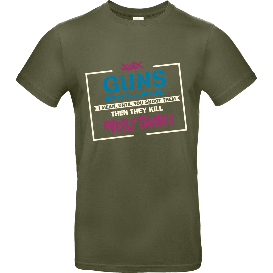 IamHaRa Guns don't Kill People T-Shirt B&C EXACT 190 - Khaki