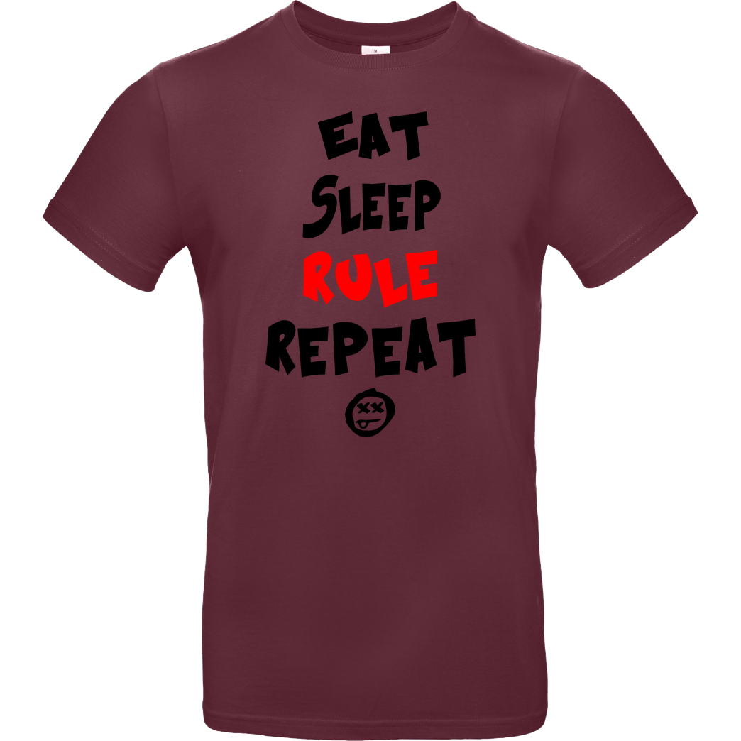 hallodri Hallodri - Eat Sleep Rule Repeat T-Shirt B&C EXACT 190 - Burgundy
