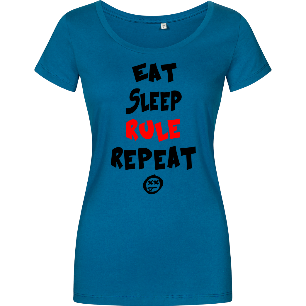hallodri Hallodri - Eat Sleep Rule Repeat T-Shirt Girlshirt petrol
