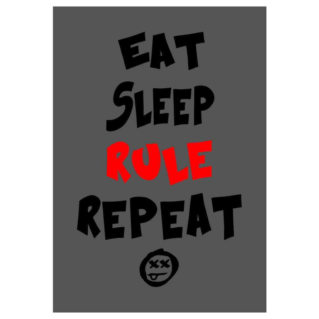 hallodri Hallodri - Eat Sleep Rule Repeat Druck Art Print grey