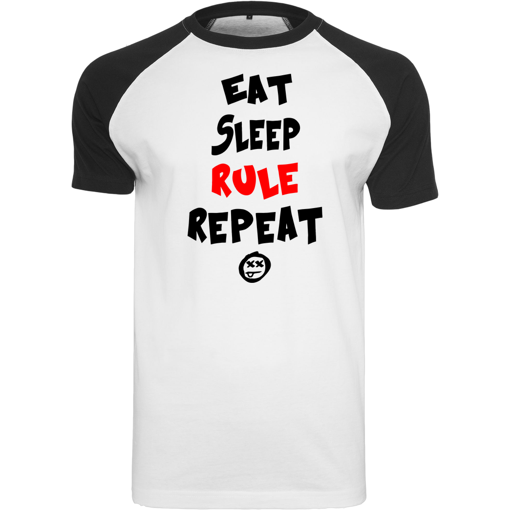 hallodri Hallodri - Eat Sleep Rule Repeat T-Shirt Raglan Tee white