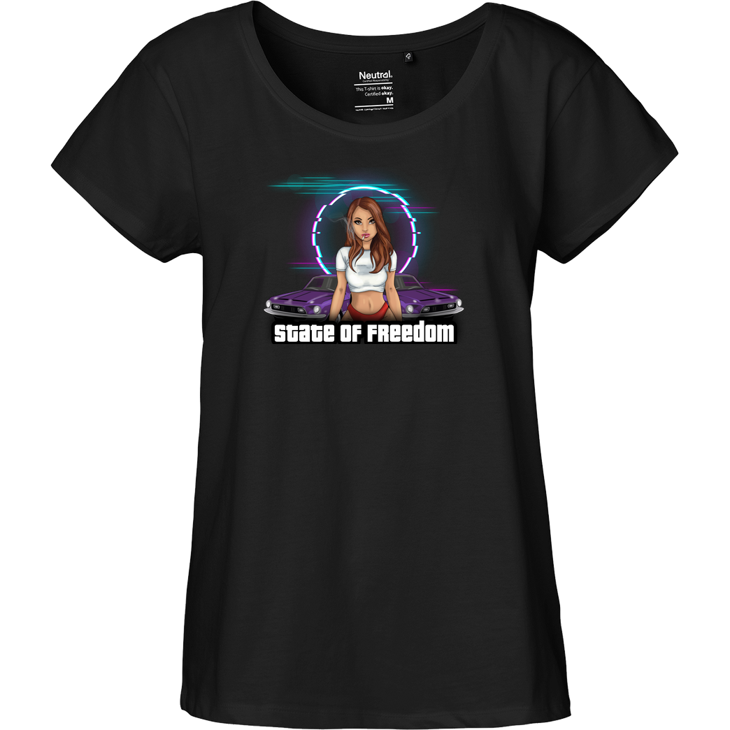 M4cM4nus M4cm4nus - State of Freedom T-Shirt Fairtrade Loose Fit Girlie - black