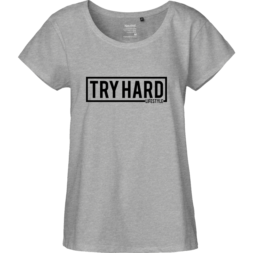 MarcelScorpion MarcelScorpion - Try Hard Lifestyle T-Shirt Fairtrade Loose Fit Girlie - heather grey