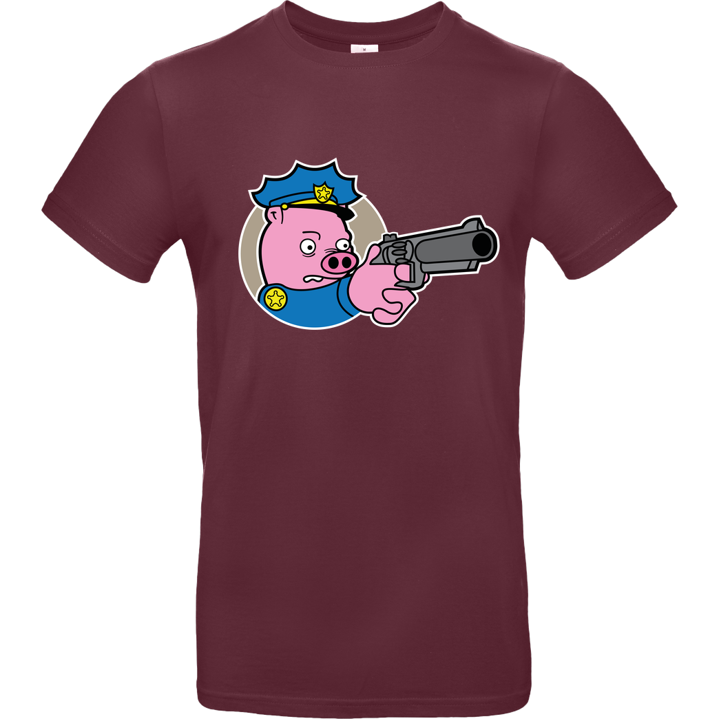 Geek Revolution Piggy Cop T-Shirt B&C EXACT 190 - Burgundy