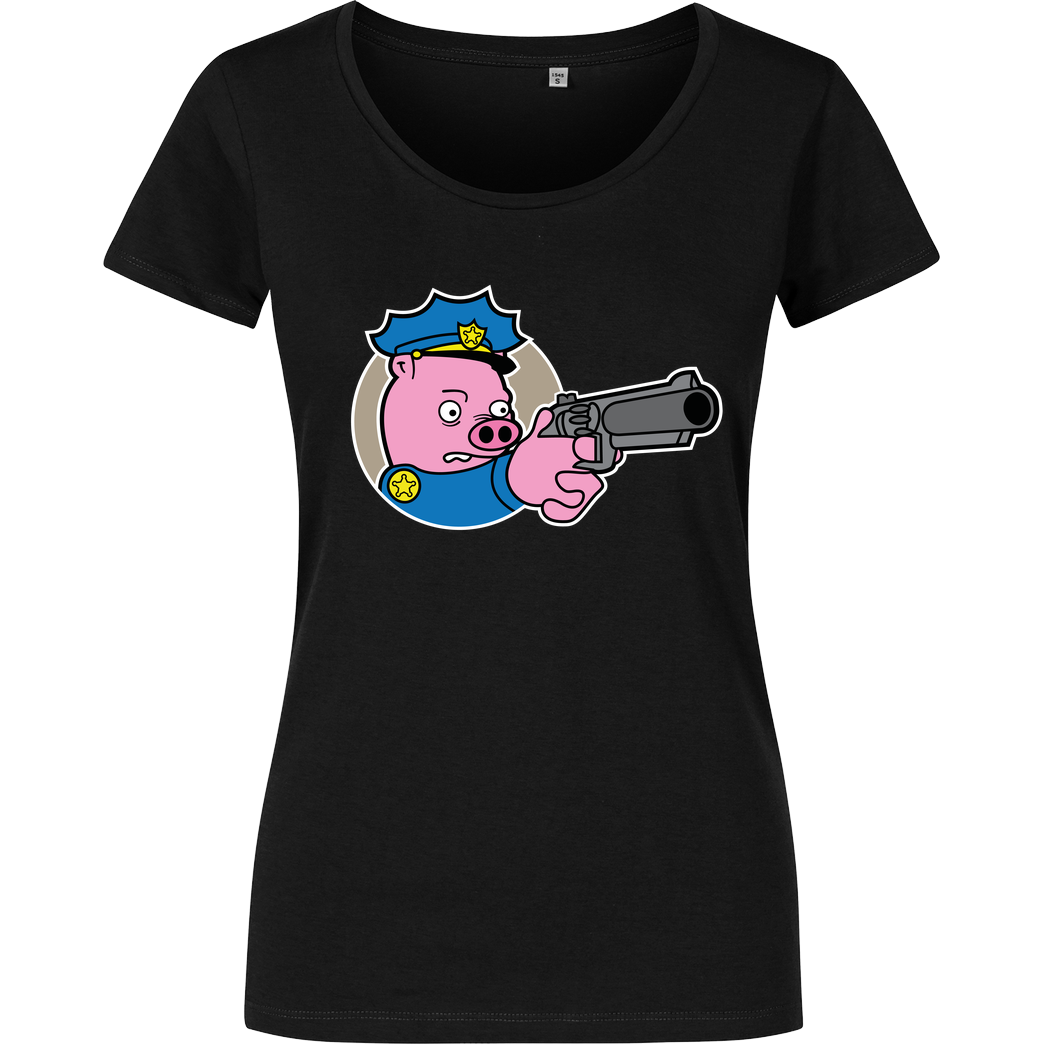 Geek Revolution Piggy Cop T-Shirt Girlshirt schwarz