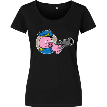 Piggy Cop Girlshirt schwarz