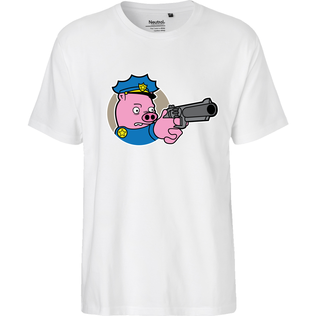 Geek Revolution Piggy Cop T-Shirt Fairtrade T-Shirt - white