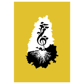 treble clef Art Print yellow