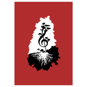 treble clef Art Print red