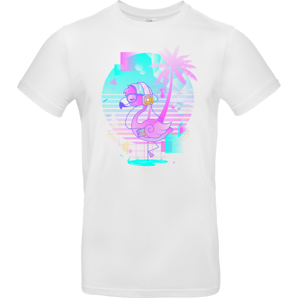 Donnie Art Wavy Flamingo T-Shirt B&C EXACT 190 -  White