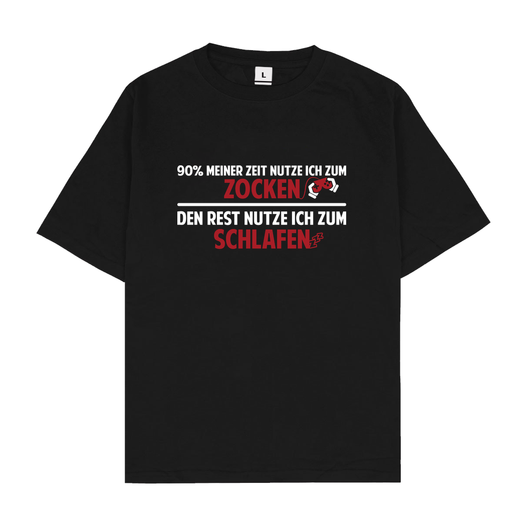 IamHaRa Zocker Zeit T-Shirt Oversize T-Shirt - Black